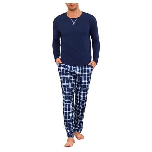 Demegimi Demgimi Pijama Hombre Invierno Friki Pijama Hombre Largo Ropa de Dormir con Top y Pantalones 2 Piezas
