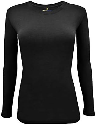 Natural Uniforms Women's Under Scrub Tee Crew Neck Long Sleeve T-Shirt (Black, Large)