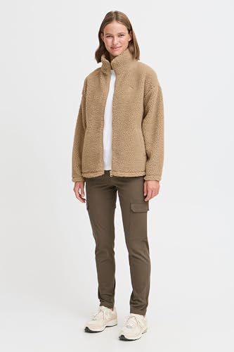 OXMO OXTovine Damen Jacke Übergangsjacke Teddy-Jacke Loose Fit, Farbe: Dune (171009), Größe: M
