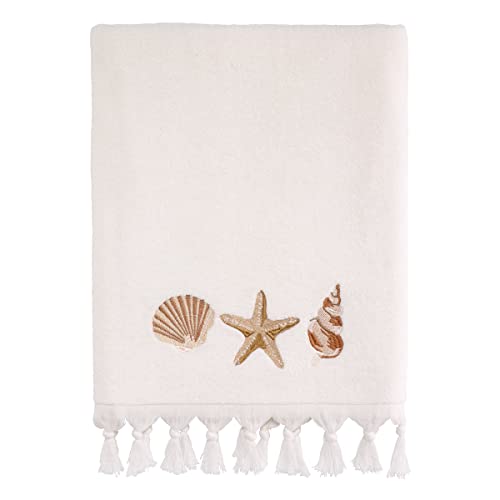 Avanti Linens Macrame Shells Collection, Embroidered Bath Towel, White #TOP7