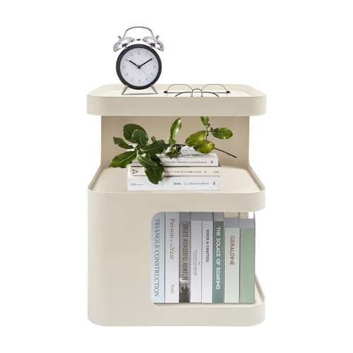 Modern Side Table Small Bedside Table with Open Storage Minimalist