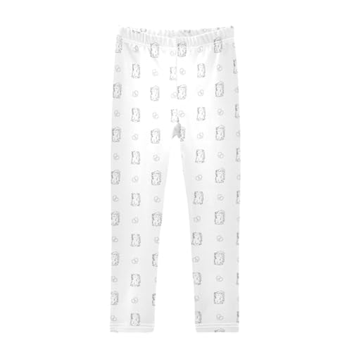 Beer Mug Girls Leggings,Workout Leggings for Girls Toddler Athletic Leggings Size for 3-10T