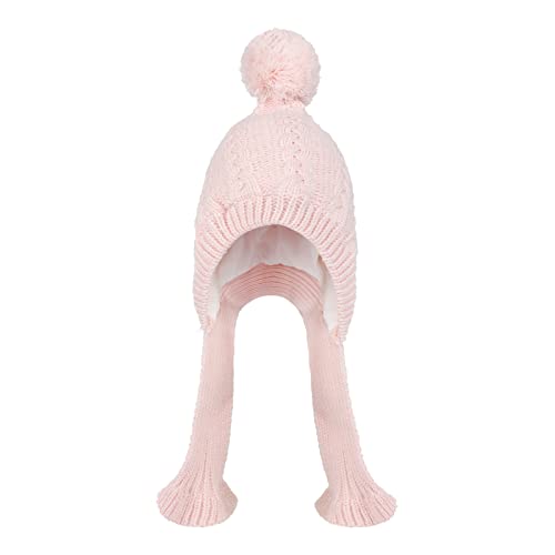 Baby Winter Hat with Scarf Kids Earflap Pompom Scarf Hat Knitted Thicken Fleece Beanie Warm Cap Hood Skull Hat Boys Girls2