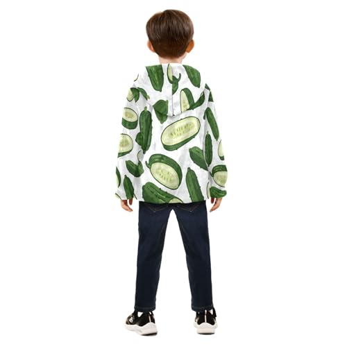 Cucumber Slices Pattern Repeated Background Toddler Fleece Jacket Girl Boys Hooded Fleece Jacket4