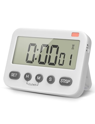 Pitasha Nuevo Temporizador Multifuncional con luz Intermitente y Volumen Ajustable, Todo en uno - Despertador/Reloj/Timer con Interruptor on/Off para cocinar, Dormir, Yoga, Aprender (Blanco)