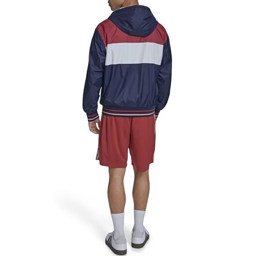 Champion Men's Retro Hooded Rain Jacket, Red/White/Navy, Large - image 2