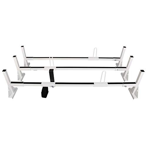 ECOTRIC Universal 3 Bars Van Roof Mount Full Size Steel Ladder Rack for Chevy Express Ford GMC Savana