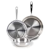 T-Fal Pro Tri-Ply Stainless Steel Cookware Set, 3-Piece...
