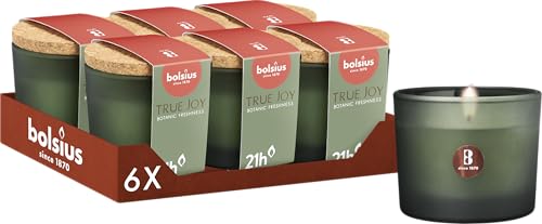 Bolsius True Joy - Vela perfumada con tapa de corcho - Verde - Botanic Freshness - Tiempo de combustión: 21 horas - Con extractos naturales - Con cera vegetal natural - Sin aceite de palma