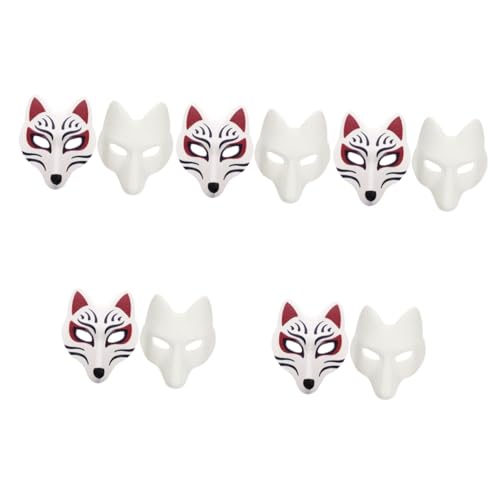 Lot de 10 masques vides à peindre Healvian en forme de renard pour Halloween