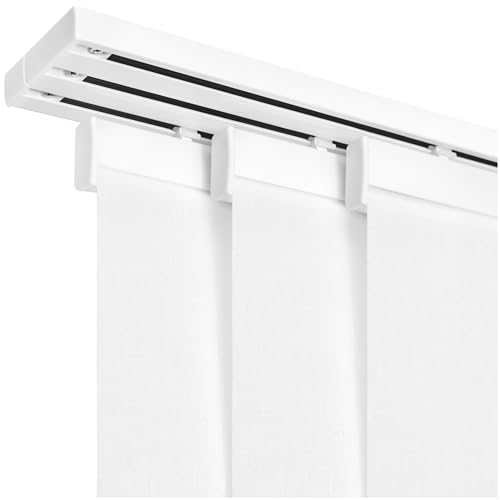 Kit de rails pour panneaux en tissu sans auto-agrippant, montage au plafond - 3 voies, support plafond + bande de fixation, aluminium, kit de 1 rail et 3...