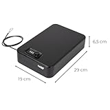 HMF 316-02 Sicherheitsbox mit Zahlenschloss, tragbarer Safe, Sicherungskabel | 29 x 19 x 6,5 cm | Schwarz - 5