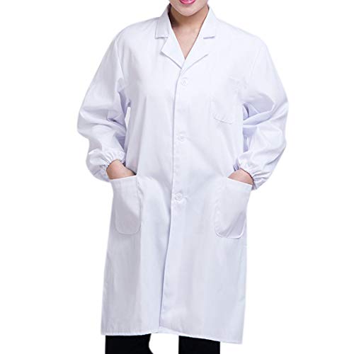 Cicilin Lab Coat for Women Men Long Sleeve, White, Unisex Workwear Doctor's Coat Size 3XL