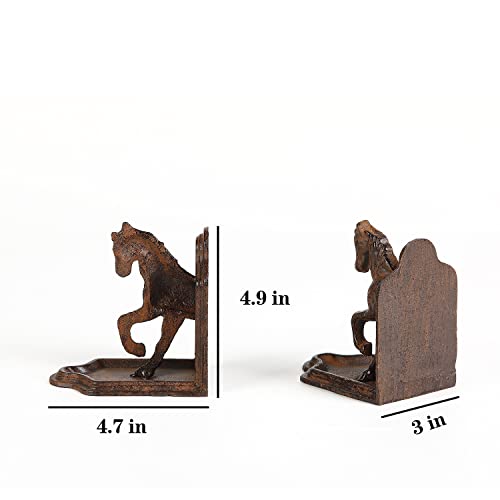 Jemeni 2 Pack Farmhouse Galloping Horse Bookends, Rusty Finish #TOP5