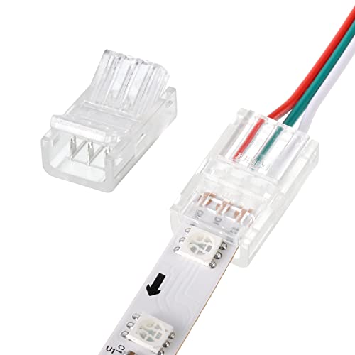 Image of 10 Packs Solderless LED Strip Connector, Transparent Track Lighting Connectors, Wire Strip Lights, 16.4 Feet LED Strip for LED Pin Connector (3 Pin, 10 mm)