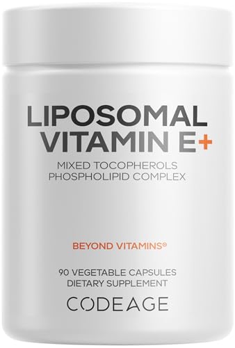 Codeage Liposomal Vitamin E Supplement - All Vitamin E Tocopherols - 3-Month Supply - Alpha Tocopherols Beta Gamma and Delta - Liposomal Mixed Tocopherols - Non-GMO Phospholipid - 90 Capsules