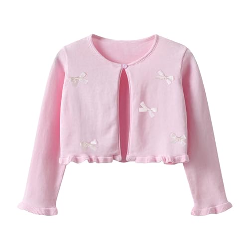 Hularka Girls Long Sleeve Knitted Bolero Cardigan Kids One Button Shrug Sweaters Cropped Jacket Cover Up Tops
