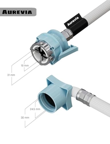 Image of Washing Machine Pipe Inlet 2 Meter | Water Inlet Pipe with Universal Tap Adaptor Connector | Anti-Kink, Burst Proof & Pressure Resistant | Hot & Cold Water Compatible Washing Machine Inlet Hose