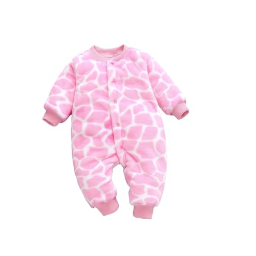TDEOK Mono de franela de invierno para bebé recién nacido, con lunares, trajes de pijamas, traje de nieve, abrigo para bebé, Rosa., 3-6 meses