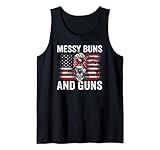 Photo Gallery messy buns & guns - pistola da donna divertente con teschio con bandiera usa canotta Photo Gallery messy buns & guns - pistola da donna divertente con teschio con bandiera usa canotta