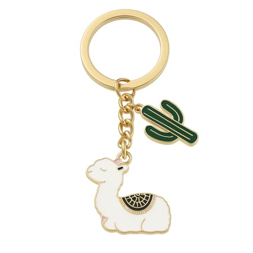 Porte-Clés Alpaga – Porte-Cléf Cactus et Charme de Sac pour Femmes avec Cactus et Motifs Ethniques, Cadeaux de Porte-Clé Cool pour Amatrices d'Animaux