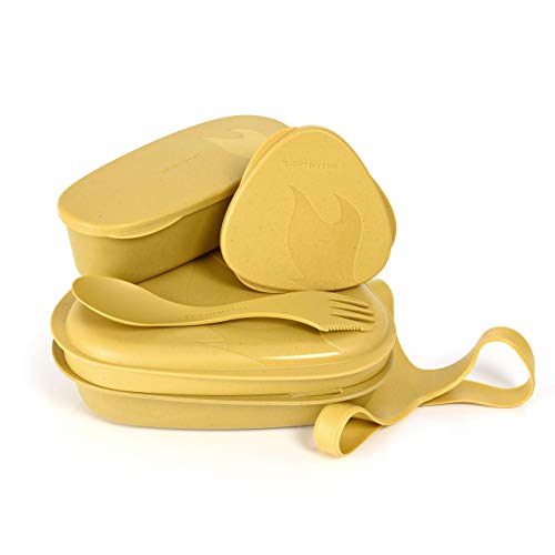 Light My Fire Lunchkit - Matlåda 6-delar biomaterial med bestick - Matbehållare Spork & Tallrikar i Kit - För Lunch Outdoor Camping - BPA-Fri Lunchlåda med Separata Fack för Sås Sallad