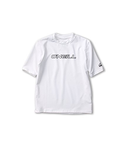 O'Neill Youth Basic Skins Short Sleeve Sun Shirt UPF 50+ Sun Protection, Rash Prevention for Surfing and All Water Activities, White, 12