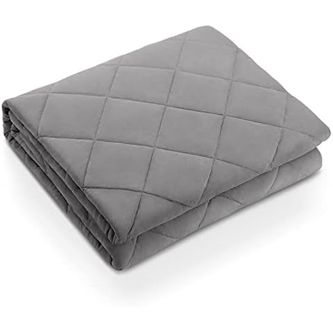 Weighted Blanket 15lbs (48" x72 in, Twin Size, Grey) Cooling Breathable Heavy Blanket for Deeper Sleep, Microfiber Material with Nontoxic Glass Beads for Adult Cover