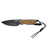 Schrade 4' Frontier Fixed Blade Knife with 3CR13 Steel Black Oxide Blade with 550 Paracord, Lanyard Hole and Sheath for Outdoor Survival, Camping and Everyday Tasks, Tan