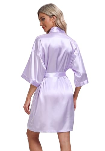 Image of Women's Pure Short Silky Robes Bridesmaid Bride Party Satin Robes Sleepwear