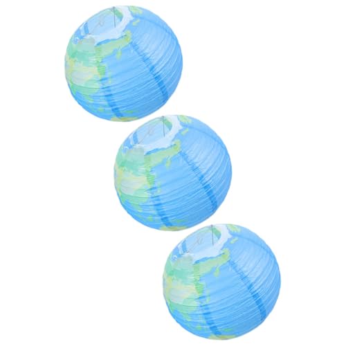 KONTONTY Farolillos de Papel Forma de Tierra 3 Unidades Decoración Reutilizable para Fiestas y Eventos Linternas Colgantes Plegables Esféricas para Interiores y Exteriores Ambiente