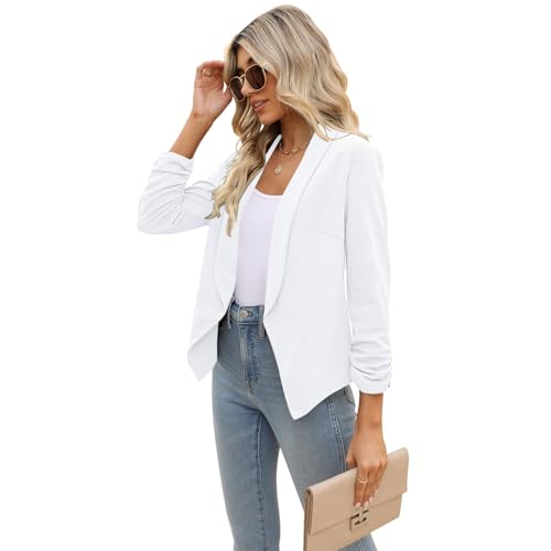 Image of POGTMM Women 3 /4 Sleeve Blazer Open Front Cardigan Jacket Work Office Blazer