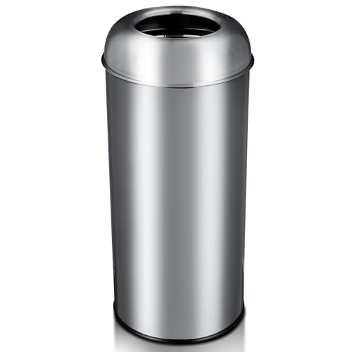 GarveeLife Tall Commercial Trash Can, 65L/17 Gallon, Large Capacity Heavy Duty Stainless Steel Open Top Trash Bin with Sleek Hidden Bag Holder for Res