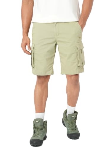 Image of Wildcraft Solid 6-Pocket Cargo Shorts, Comfortable, Regular Fit
