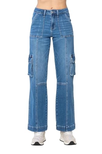 Judy Blue High Waist Wide Leg Denim Cargo Jeans 88724
