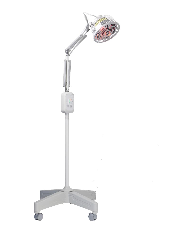 YUNCHI Lámpara infrarroja TDP de 300 W con soporte, lámpara de luz roja con 4 ajustes de temporizador, lámpara de calor infrarroja de pie para calidez específica y comodidad de vida