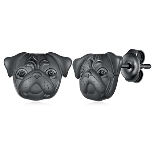 Boucles d'oreilles Pug noir 925 pour sublimer votre style quotidien