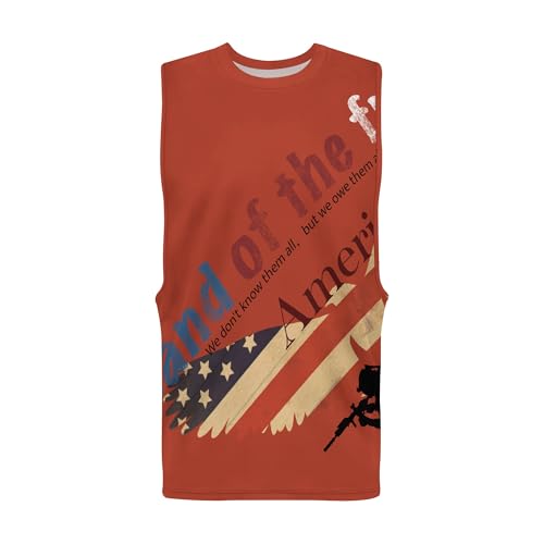 Image of Zhyaj Summer Tanks Top for Men Flag Graphic Print Sleeveless Shirts Casual Working Out Vest T-Shirts Loose-Fit Men's Tank