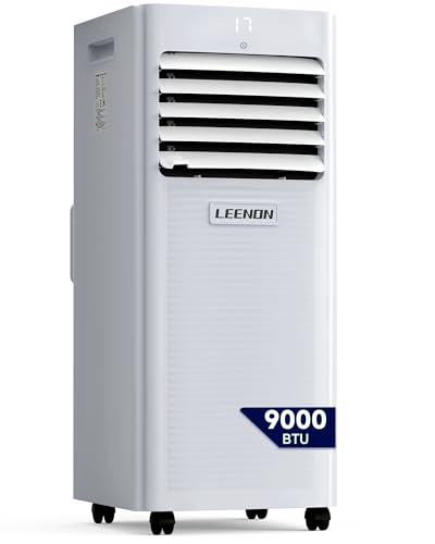 LEENON Air Conditioning Unit 9000 BTU Portable Air Conditioner Powerful 4-in-1 AC Conditioners Dehumidifier Fan & Sleep Mode Aircon Unit with 24H Timer Remote Control Exhaust Hose Install Kit