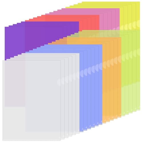 Brynlex 42 Unidades Carpeta Fundas Plastico A4, Carpetas Transparentes, 8 Colores Portafolios de Plástico, Folders, para Organizar Documentos Material de Oficina Escuela Universidad Biblioteca