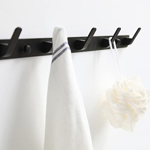 5 Hooks Matte Black Bathroom Towel Hooks Mounted Wall Adhesive Heavy Duty Farmhouse Bath Coat Stick On Rack Hat Wall Hook Sticky Black Kitchen Robe Rack Coat Hook Black 5 Hooks Rack Towel For Bathroom #TOP2