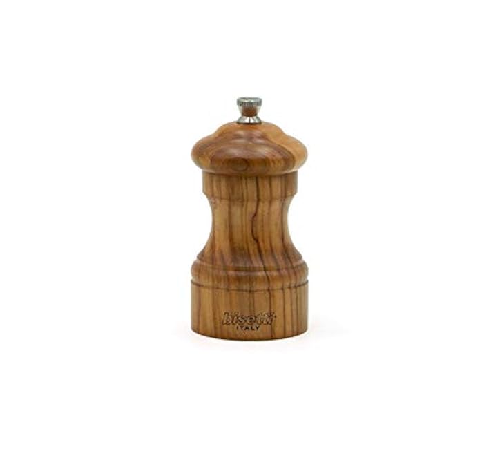 Bisetti Imperia 4 inch Olive Wood Pepper Mill With Adjustable Grinder