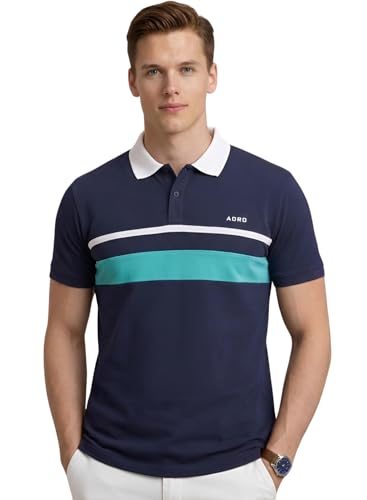 Image of ADRO Multicolour Polo T Shirt | 100% Cotton Mens Polo Tshirt | Regular Fit Half Sleeve Cut & Sew Polo T-Shirt for Men