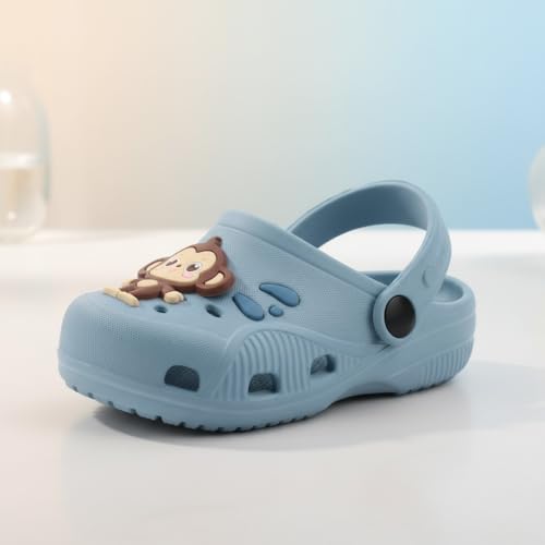 Image of GIMME ! Little Monkey, Toddler Clogs Slippers, 12 Months to 6 Years, Baby Boy, Waterproof, Lightweight, Cute Cartoon Fun Charms, Pink, Non-Slip Sole