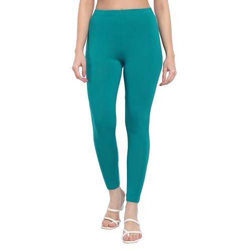 Image of ONE SKY Women Full Length Leggings | Cotton Modal Spandex Blend | High Waist Stretchable & Bio-Washed Fabric | Colour-Lock Technology | Comfortable Leggings for Women