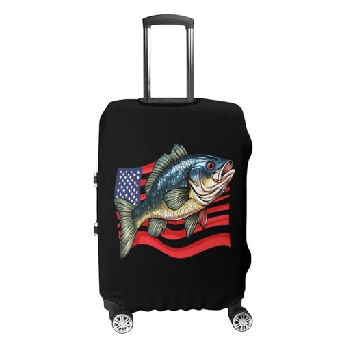 Bass Fish U.S.A. Flag Travel Luggage Cover for Suitcase 19-32 Inches Elastic Washable Baggage Protector4