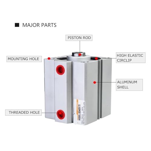 Vérins pneumatiques compacts Double Effet SDA40 alésage 40mm course 45mm - 3