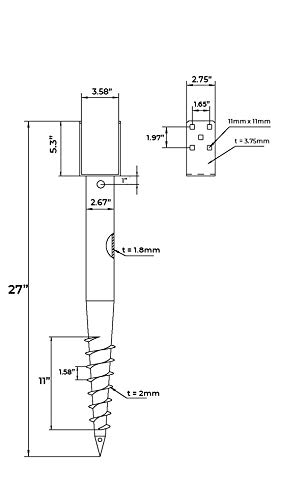 American Ground Screw U-Model - Easy-Install No-Dig Ground Anchor for Standard 4x4 Posts (Actual 3.5"x3.5") - Durable 27" Screw-in Stake for Mounting Wooden Posts - Image 5