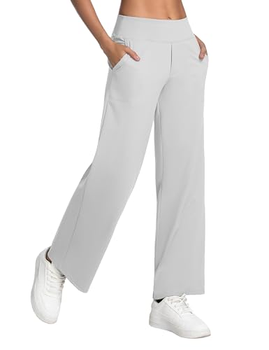 Image of BUBBLELIME Women High Waist Wide Legs Yoga Pants Loose Sweatpants Pockets | 29 inch /31 inch /33 inch /35 inch /37 inchInseam,2 Styles / Dress /Basic,Lounge,Comfy,Stretch Casual Work