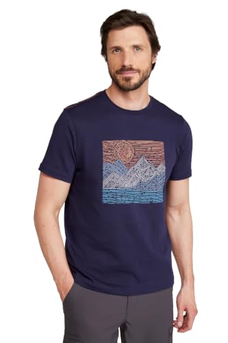 Image of Mountain Warehouse Tidal Wave Mens T-Shirt - Breathable & Lightweight Mens Top Print - Best for Spring Summer, Outdoors, Holidays & Everyday wear Dark Blue XS